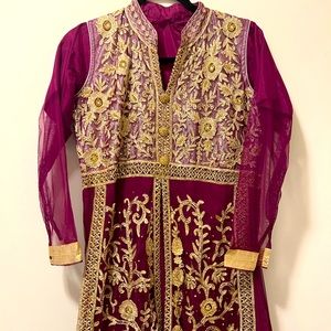 Indian very Beautiful stitched Embroidered Burgundy color.